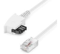 deleyCON 2m Câble de Routeur TAE-F Sur RJ45 (8P2C) Câbles de Raccordement Compatible avec DSL ADSL VDSL Fritzbox Internet Toupie vers la Prise Téléphonique TAE Blanc