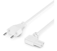 deleyCON 2m Câble Électrique Type de Fiche C Bouchon Euro sur Prise C7 Incliné à 90° Câble Euro 8 Petits Appareils Câble Récepteur DVD Blu-Ray TV Appareils Électroménagers Alimentations - Blanc