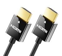 deleyCON 2m Câble HDMI Slim (Câble HDMI Petit et Flexible) 4K Câble HDMI 2.0 1080P 2160P UHD ARC HDR 3D pour TV, Moniteur, Beamer, Ordinateur Portable, PC, Ordinateur, PS4, PS5, XBOX - Noir
