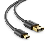 deleyCON 2m Câble Mini-USB 2.0 Haute Vitesse - Câble pour le Transfert de Données et la Charge pour Téléphones, Smartphones, Tablettes, GPS, Microphone - Connecteur USB-A vers Mini-B - Noir