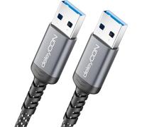 deleyCON 2m Câble USB 3.0 5 Gbit/s (USB 3.2 Gen1) - Connecteur USB-A vers USB-A - Fiches Aluminium & Câble Nylon - pour Ordinateur Portable, Disque Dur, Imprimante, Modem, Caméra, etc.