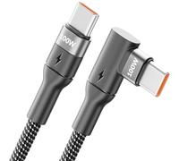 deleyCON 2m Câble USB-C 100W - Angle Droit 90° - C vers C - Câble Coudé pour iPhone 17, 16, 15, Pro, Max, Air, Galaxy A16, A56, S25, S24, S23, Pixel, iPad Pro, MacBook, AirPods