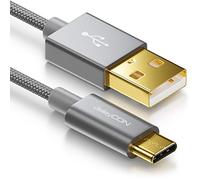 deleyCON 2m Câble USB-C - Câble de Charge & Données - Nylon + Connecteur Métallique - C vers A - Compatible avec Apple Samsung Google Huawei Xiaomi Tablet Laptop PC - Gris