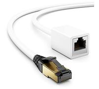 deleyCON 2m CAT8.1 RJ45 Rallonge Câble patch Câble réseau 40 GBit/s 2000 MHz S/FTP Cuivre PiMF 1x RJ45 Connecteur 1x R45 Prise pour Ethernet LAN Gaming Streaming - Blanc