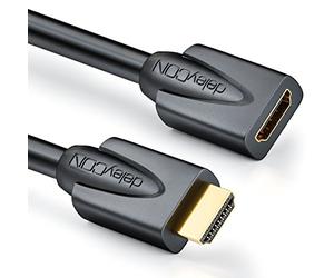 deleyCON 2m HDMI Extender - Compatible HDMI 2.0a/b/1.4a - UHD 4K HDR 3D 1080p 2160p ARC - Haute vitesse avec Ethernet - Noir