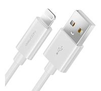 deleyCON 2m Lightning 8 Pin USB Câble de Charge & Données Certifié MFI et Compatible avec iPhone 14 Pro Max 14 Pro 14 Plus 14 SE 13 Pro Max 13 Pro 13 Mini 12 Pro Max 12 Pro 12 Mini - Blanc