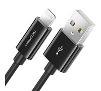deleyCON 2m Lightning 8 Pin USB Câble de Charge & Données Certifié MFI et Compatible avec iPhone 14 Pro Max 14 Pro 14 Plus 14 SE 13 Pro Max 13 Pro 13 Mini 12 Pro Max 12 Pro 12 Mini - Noir