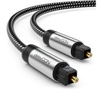 deleyCON 2m Toslink Câble Optique Audio Digital Fiches Plaquées or Gaine en Nylon SPDIF Câble à fibre Optique Dolby DTS Sound - Noir