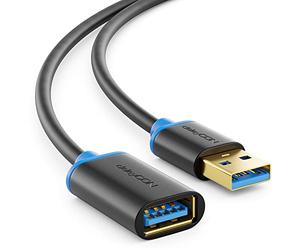 deleyCON 2m USB 3.0 Super Speed Câble Rallonge - Fiche vers Prise - Technologie USB 3.0 Super Speed Jusqu’à 5 Gbit/s - Noir/Bleu