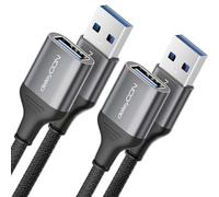 deleyCON 2x 2m Câble Rallonge USB 3.0 5 Gbps (USB a Mâle vers a Femelle) - Connecteurs en Aluminium et Câble en Nylon - pour Clavier, Lecteur de Cartes, Imprimante, Scanner, Appareil Photo, etc.