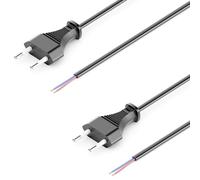 deleyCON 2X 3,0m Câble Secteur Euro - Extrémité Ouverte - Cordon D’Alimentation, Câble de Rechange, de Raccordement, Rallonge - Prise Européenne Type C Fiche Plate - pour Luminaires, Lampes - Noir