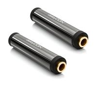 deleyCON 2X AUX Audio Stéréo 3,5mm Adaptateur Coupleur Jack - Noir | Câble jack vers jack, boîtier métallique et contacts plaqués or, pour casques, haut-parleurs et câbles d'enceintes