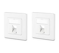 deleyCON 2x Boîtier de Raccordement 1 Port - Boîtier Vide pour Modules Keystone - Prise de Données Encastrable - Sortie 45° Inclinée pour Keystones