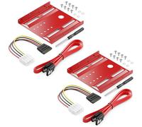 deleyCON 2X Cadre de Montage pour Disques Durs 2,5 SSD's sur 3,5 Adaptateur Cadre Amovible Cadre de Montage Support Rails avec Vis Adaptateur d'alimentation Câble SATA & Tournevis - Rouge