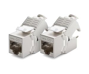 deleyCON 2x CAT 8 Module Jack Keystone Câble de Brassage Câble Réseau Optimal pour CAT8 CAT7 CAT7a Câble de Pose Connecteur Blindage STP Prise RJ45 Réseau Panneau de Brassage Support Keystone