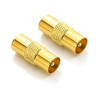 deleyCON 2X Connecteur de Couplage D'adaptateur D'antenne Coaxial (IEC) Câble de Télévision Plaqué