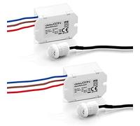 deleyCON 2X Mini Infrarouge Détecteur de Mouvement - Intérieur Portée 6m à 360° La Plus Petite Construction Presque Invisible IP20 Montage Encastré Blanc
