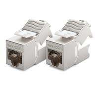 deleyCON 2x Module Keystone RJ45 sans Outil (10 Gbit/s, 500 MHz) à Connexion LSA, Entièrement Blindé (STP) - Prise Ethernet LAN pour Câbles Cat8/Cat7/Cat6/Cat5 - Boîte Murale & Panneau de Brassage