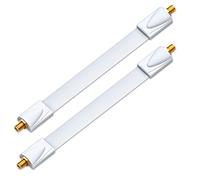 deleyCON 2x Passe-câble pour Câble Satellite - Longueur Totale 26cm Dont 17cm Flexible - pour Fenêtres et Portes - Plaqué Or, Ultra-plat, Blindé, avec Pastilles Adhésives - Blanc