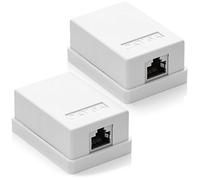deleyCON 2x Prise Réseau CAT 6a - 1 Port RJ45 - FTP Blindée - Montage en Saillie - 10 Gbit - Prise Ethernet LAN - RAL 9003 - Blanc