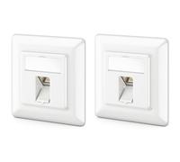 deleyCON 2x Prise Réseau CAT6a Encastrable avec RJ45 Keystone - 10 Gbit/s - STP Blindée - Prise de Données pour Câbles de Raccordement, Réseau, Ethernet à Poser - Gigabit LAN - Blanc