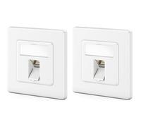 deleyCON 2x Prise Réseau CAT7 1 Port - 10 Gigabit - Boîte Encastrable Ethernet LAN/Prise de Raccordement de Données Blindée + 2x Module Keystone CAT7 RJ45 - Câble Patch DSL Réseau à Poser - Blanc