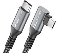 deleyCON 3,0m 100W 10 Gbps USB-C Câble Angle 90 Degrés (USB 3.2 Gen2) PD 3.0 Charge Liaison Données 4K@60Hz pour iPhone 17 16 15 Galaxy A16 A26 A56 S26 S25 S24 iPad SSD HDD MacBook PS5