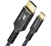 deleyCON 3,0m 4K USB-C vers HDMI Câble pour Moniteur/TV/Projecteur Adaptateur (4K@60Hz) Aluminium, Thunderbolt 3/4, pour iPhone 17,16,15 Pro Max Air, MacBook, iPad Pro/Air, Galaxy S26 S25 S24