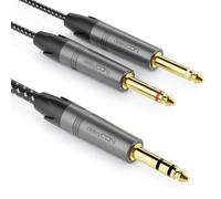 deleyCON 3,0m 6,3mm Jack Stéréo vers 2x 6,3mm Jack mono Câble - Insert Câble Y Audio Splitter Liaison Interface Numérique Instrument pour Mixeur, Enregistreur Audio, Guitare, Amplificateur, Microphone