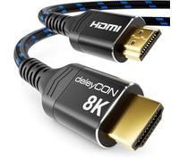 deleyCON 3,0m 8K HDMI 2.1 Câble (48G, ULTRA Haute Vitesse) 8K@60Hz 4K@120Hz 2K@144Hz/165Hz EARC HDCP 2.3/2.2 - Compatible avec DTS:X HDR Dynamique Dolby Atmos TV PS5 Xbox Moniteur - Noir Bleu