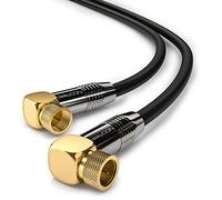 deleyCON 3,0m Câble D'Antenne SAT HDTV Câble Satellite Câble Coaxial 2x Coudé - Connecteur F (90° degré) vers Connecteur F (90° degré) - Connecteur Métallique - Noir