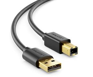 deleyCON 3,0m Câble de Données D'Imprimante de Scanner - USB A Mâle à USB B Mâle à Imprimante Scanner Printer - Noir