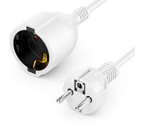 deleyCON 3,0m Câble de Rallonge Électrique avec Fiche de Sécurité Type f (CEE 7/4) vers Prise (CEE 7/3), Protection Tactile, pour TV, PC, Projecteur - Blanc