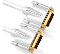 deleyCON 3,0m Câble DVI Dual Link 24+1 Résolution HDTV Jusqu'à 2560x1080 FULL HD 1080p 3D Ready DVI-D Dual Link Contacts Plaqué or - Blanc