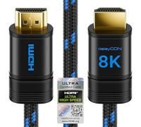deleyCON 3,0m Câble HDMI 2.1b 8K 48G Ultra High Speed Certifié | 8K à 60 Hz, 4K à 144 Hz et 120 Hz, 2K à 144 Hz/165 Hz, eARC, HDCP 2.3/2.2, DTS:X, HDR, Dolby Atmos, TV, PS5, barre de son