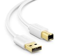 deleyCON 3,0m Câble Imprimante & Scanner USB 2.0 USB-A vers USB-B - Blanc | Câble de données, USB A mâle vers USB B mâle, pour imprimantes, scanners et imprimantes
