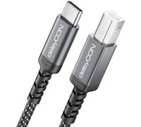 deleyCON 3,0m Câble Imprimante USB-C (Pour Imprimante, Scanner, MIDI) USB-C vers USB-B, Câble Tressé + Connecteurs Métalliques pour HP Samsung Epson Dell Lexmark Brother Canon etc.