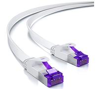 deleyCON 3,0m Câble Réseau plat Cat7 RJ45 10 Gbit/s LAN - Blanc | Câble Ethernet RJ45 plat, pour connexion Internet, commutateur, routeur, modem et panneau de brassage