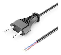 deleyCON 3,0m Câble Secteur Euro - Extrémité Ouverte - Cordon D’Alimentation, Câble de Rechange, de Raccordement, Rallonge - Prise Européenne Type C Fiche Plate - pour Luminaires, Lampes - Noir