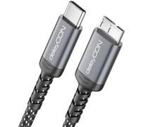 deleyCON 3,0m Câble USB 3.0 Micro-B 5 Gbps - USB-C vers Micro-B - Câble Nylon de Données pour Boîtiers/Disques Durs Externes HDD/SSD - pour Toshiba, WD, Seagate, Samsung, etc.