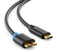 deleyCON 3,0m Câble USB 3.0 Micro B - USB C vers Micro B USB 3.0-5 Gbit/s - Câble de Charge Câble de Données Thunderbolt - pour PC Ordinateur Smartphone Tablet Notebook Chargeur Disque Dur Externe