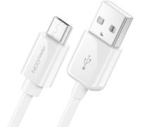 deleyCON 3,0m Micro USB Câble de Charge et de Données - Compatible avec Téléphones Android, Smartphones, Tablettes, Lecteurs MP3, Appareils Photo, etc. - Blanc