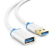 deleyCON 3,0m USB 3.0 Super Speed Câble Rallonge - Fiche vers Prise - Technologie USB 3.0 Super Speed Jusqu’à 5 Gbit/s - Blanc/Bleu