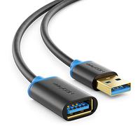 deleyCON 3,0m USB 3.0 Super Speed Câble Rallonge - Fiche vers Prise - Technologie USB 3.0 Super Speed Jusqu’à 5 Gbit/s - Noir/Bleu