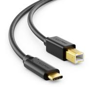 deleyCON 3,0m USB C Câble Imprimante (pour Imprimante, Scanner, MIDI) USB-C vers USB-B Liaison pour Samsung Epson HP Canon Brother iPhone 17 16 15 Notebook Tablette PC MacBook