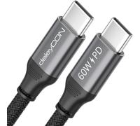 deleyCON 3,0m USB C Câble PD3.0 (60W Charge Rapide) USB-C vers USB-C Recharge pour iPhone 17 16 15 Pro Max Air Galaxy S26 S25 S24 S23 Pixel iPad Pro MacBook Air Tablettes Switch PS5