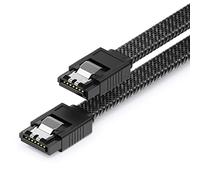 deleyCON 30cm Câble SATA 3 Nylon 6 Gbit/s Données SATA III Raccordement Serial ATA Connexion pour Carte Mère & Disque HDD SSD 2 Fiche S-ATA L Droite Noir