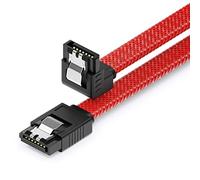 deleyCON 30cm Câble SATA 3 Nylon 6 Gbit/s Données SATA III Raccordement Serial ATA Connexion pour Carte Mère & Disque HDD SSD 1 Fiche S-ATA L 90° Coudée Rouge