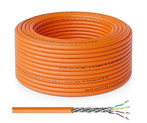 deleyCON 30m CAT.7 Câble d'Installation Cuivre Rigide S/FTP PIMF Câble Réseau d'Installation Câble LAN Ethernet Données Gigabit CAT7 10 Gbit 1000 MHz LSZH Sans Halogène DoP - Certifié GHMT
