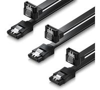 deleyCON 3x 0,5m SATA III Câble de Données HDD SSD - Raccordement avec Clip en Métal, 6 Gb/s, 1x Fiche Droite, 1x 90° Type l - Noir